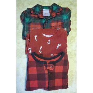 3 Misc Baby Girl 18 Mo Sleepers Unisex Buffalo Zip PJ Christmas Plaid Candy Cane